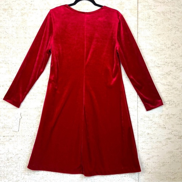NWT EXPO Red Velvet Swing Dress Sheath Holiday Crew Neck Size 12 Made in USA - Picture 10 of 12